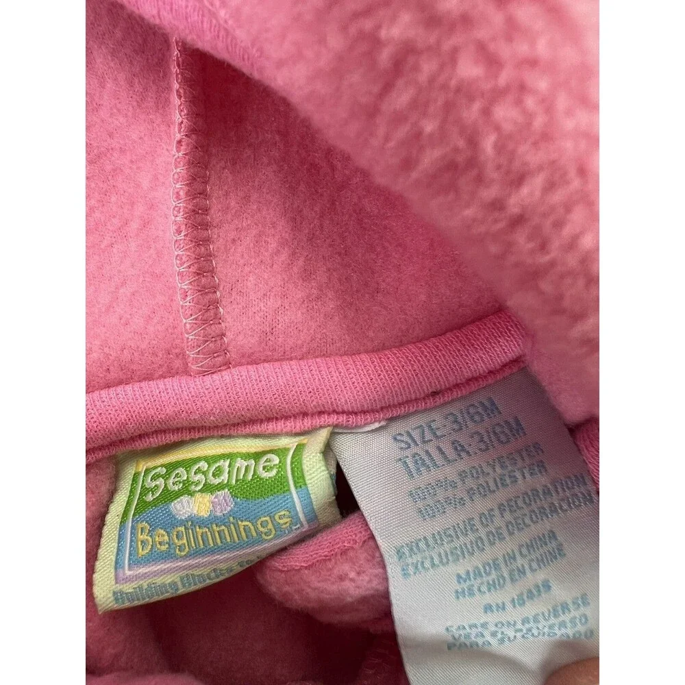 Vintage Sesame Beginnings Size 3/6 M Fleece Hooded Romper Elmo Loved You Kids